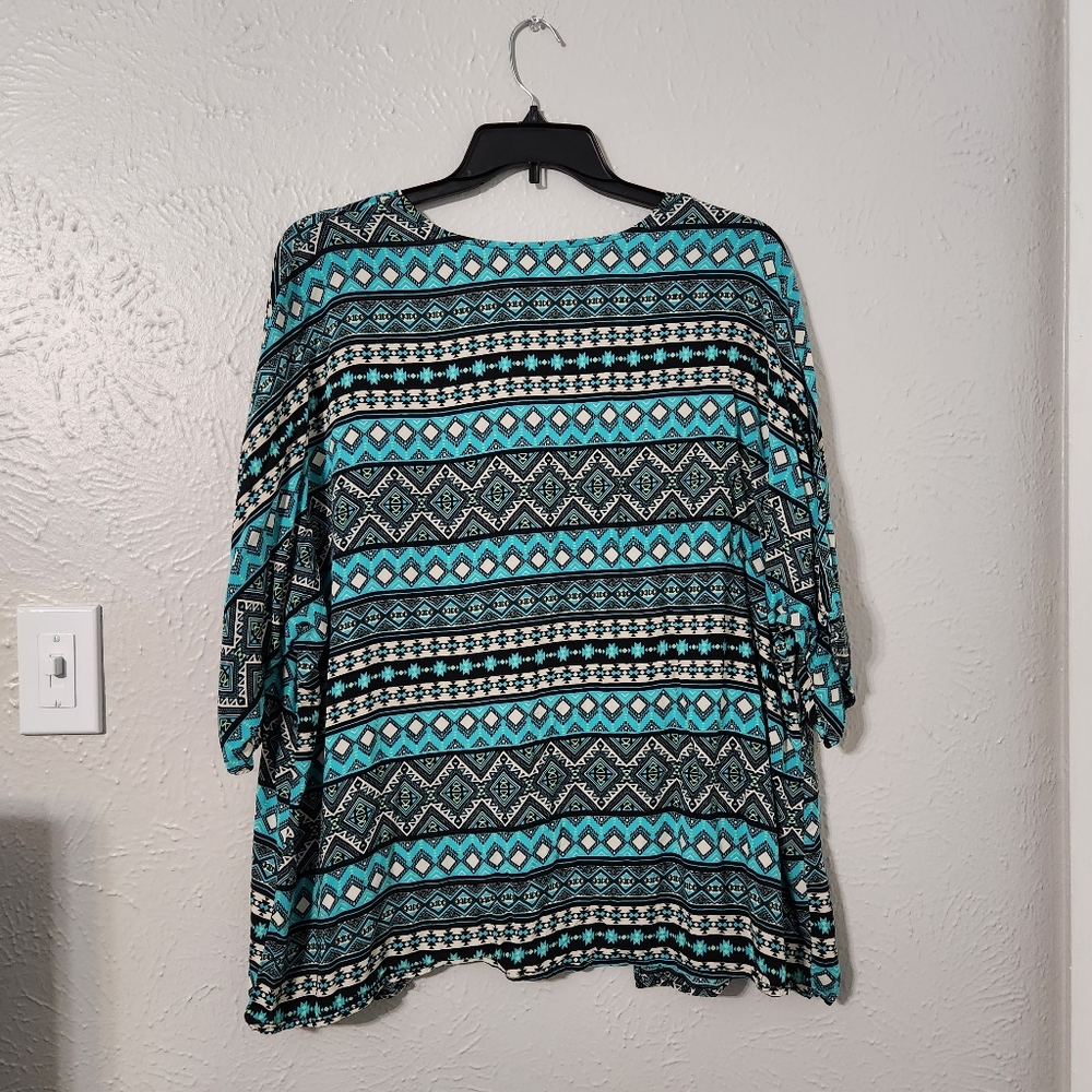 Avenue Blue & Black Boho Kimono - Picture 2 of 7